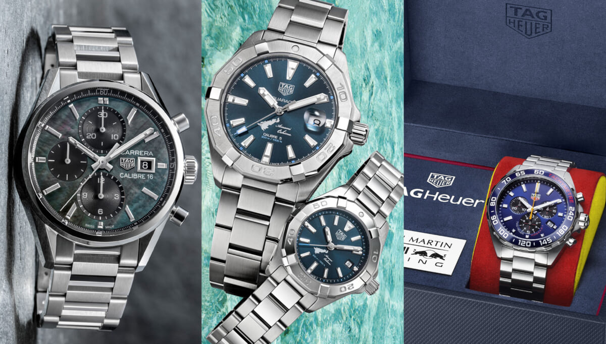 TAG HEUER レザー革ツナギ ホワイト/ブルー タグ・ホイヤー TAG HEUER アクアレーサー プロフェッショナル