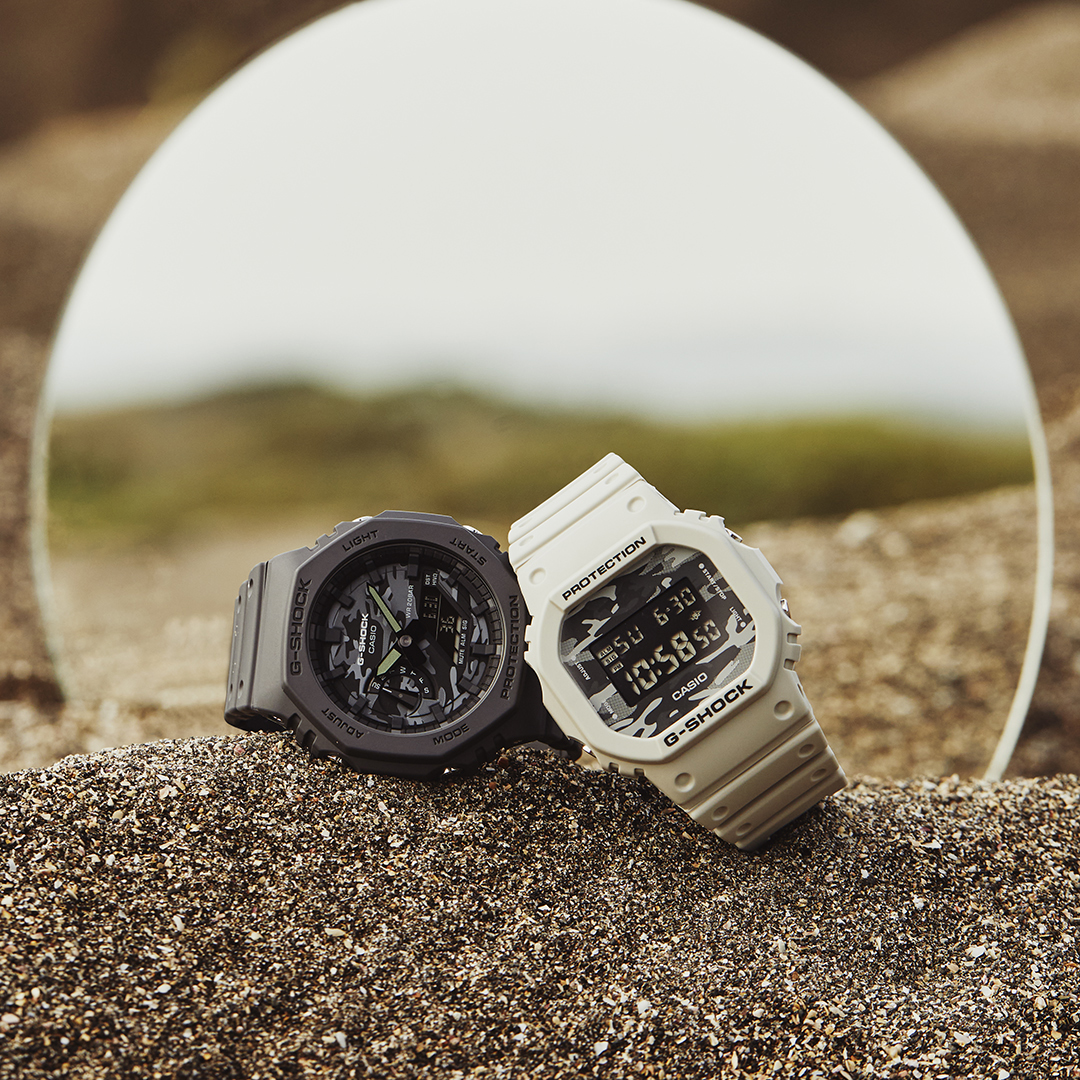 新作【G-SHOCK】カモフラージュ文字盤とグレイッシュなカラーを融合したスタイリッシュモデル「DIAL CAMO UTILITYシリーズ」 |  WATCHNAVI Salon