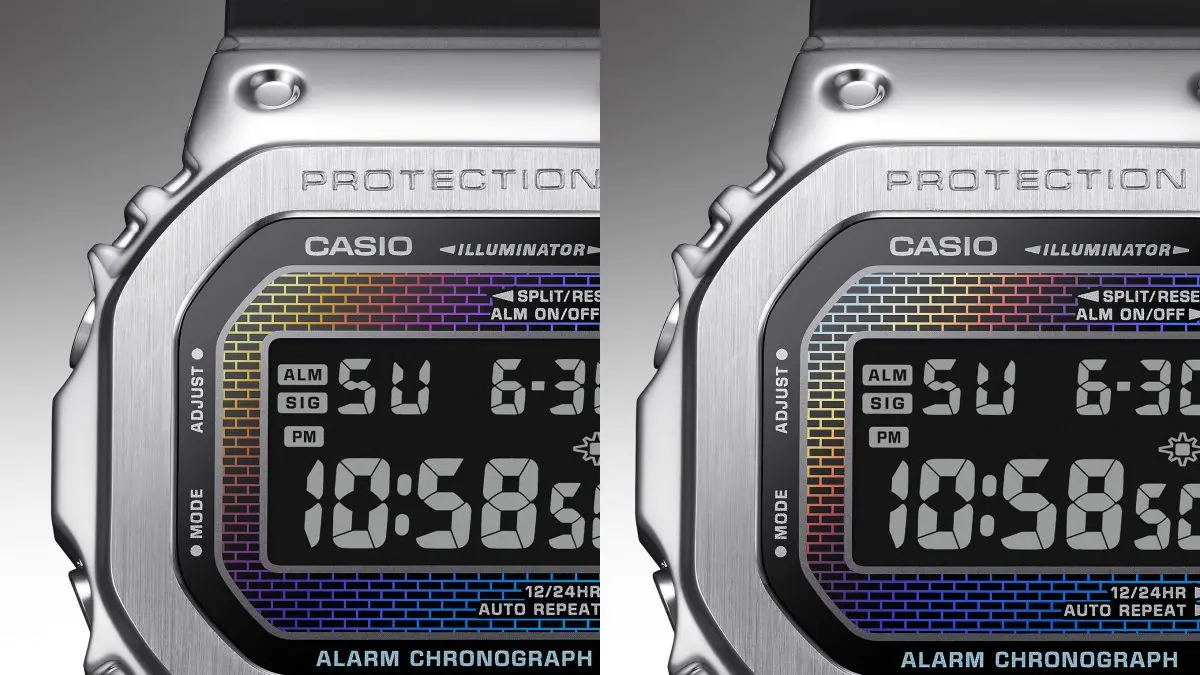 G-SHOCK】レインボーカラーのレンガパターンで文字板が変化する“技アリ 