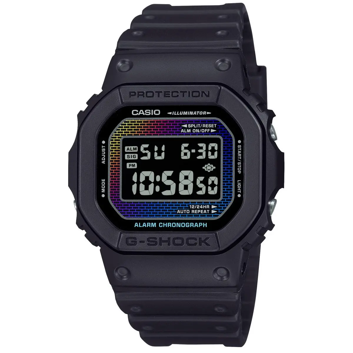 G-SHOCK】レインボーカラーのレンガパターンで文字板が変化する“技アリ