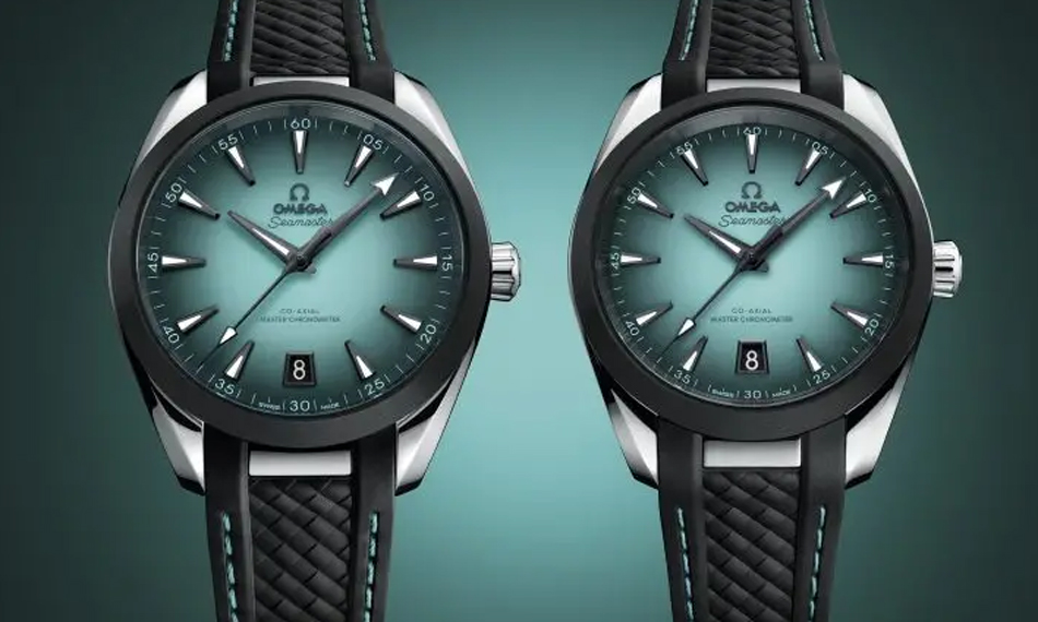 ラバーストラップのステッチが統一感を演出！ ターコイズ文字盤